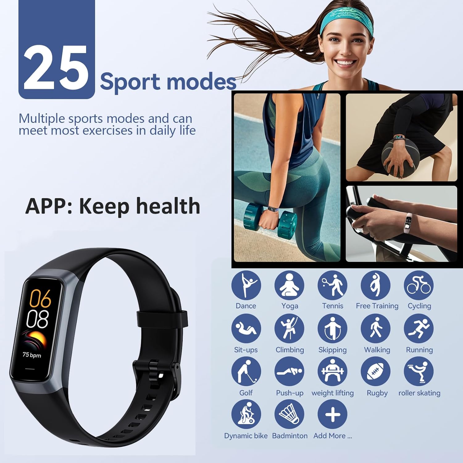 Premium AMOLED Fitness Tracker for Men & Women - Blood Pressure Monitor, Step Counter, Calorie Tracker, IP68 Waterproof, Compatible with Android & iOS