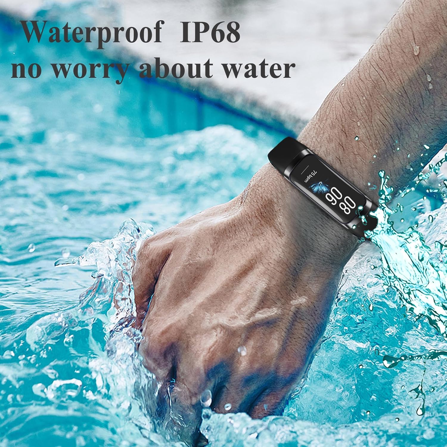 Premium AMOLED Fitness Tracker for Men & Women - Blood Pressure Monitor, Step Counter, Calorie Tracker, IP68 Waterproof, Compatible with Android & iOS